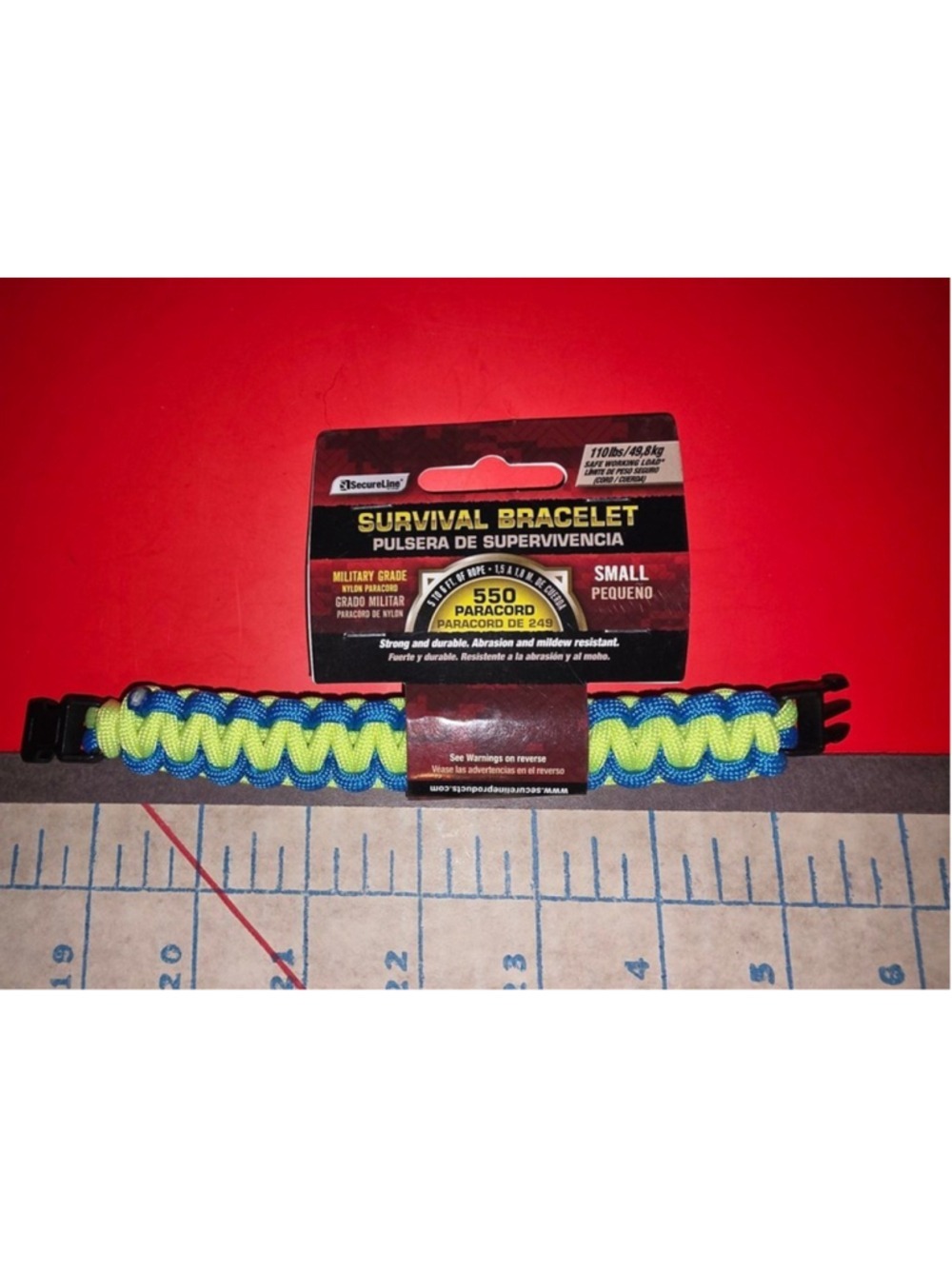 New Secure Line Blue & Yellow Survival Bracelet, SMALL (00468) FS